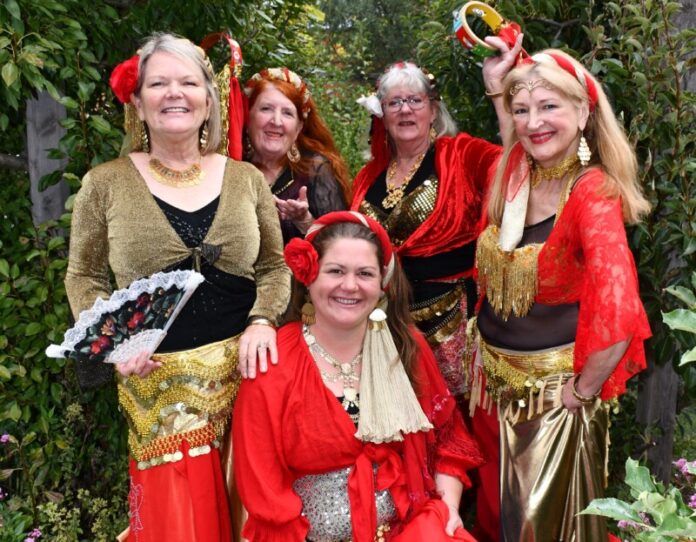 Belly Dancers (L-R) Margaret, Melissa, Jaz, Alison and Anita. Photo: Jade Jungwirth.