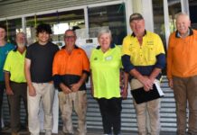 Blood, sweat, and tears – Volunteers mend Harcourt fences BlazeAid volunteers L-R: Jago Kneebone, Stan Russmussan, Maurico Acuña, Jeffrey Papworth, Lynn Russmussan, Merv Gaylor, Robert Durrant.