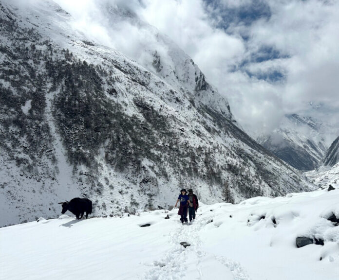 Monte and Finchley Macpherson on their recent trek on the Tsum Valley Trail.