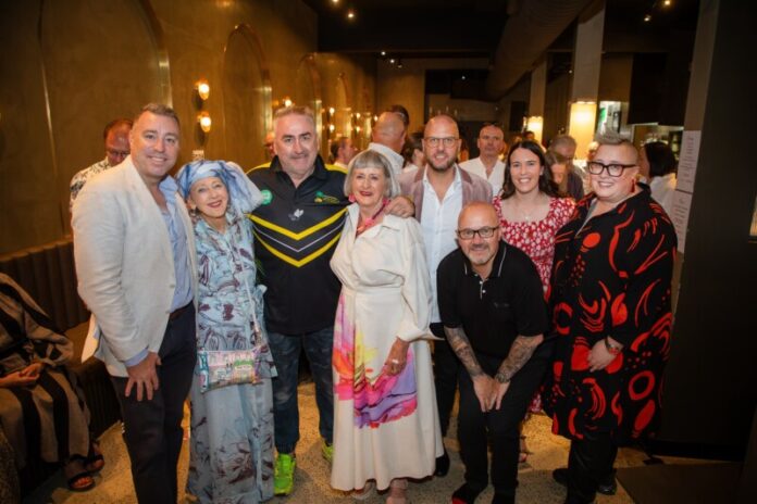 Key fundraiser event organisers at the Harcourt Bushfire Fundraiser held in March, (L to R) Matt Leonard, Kathryn McKenzie, Cogho, Gail Fowler, Michael van Haandel, Paul Pitcher, Jules, and Kristyn Slattery. Photo: Anthony Webster