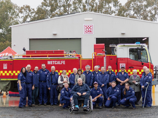 cMetcalfeCFA220526-1 Metcalfe Fire Brigade members and digniatries are proudly pictured outside the new station. Photo: CFA.