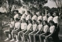 My Castlemaine with Val Dwyer – Part Two St Mary's Basketball team (Back Row L-R) Joan McShanag, Lorna McShanag, Frances Duffy, Maureen Seddon, Joan Dalton, Valerie McMillan, Carmel Cartwright, Pat McMillan. (Front Row L-R) Kathy Cornthwaite, Bernadette McShanag, Marie Gould, Winsome Barlow, Valerie Alexander (Val Dwyer), Iris Alexander, Eddie Bennet, Maureen Cartwright.