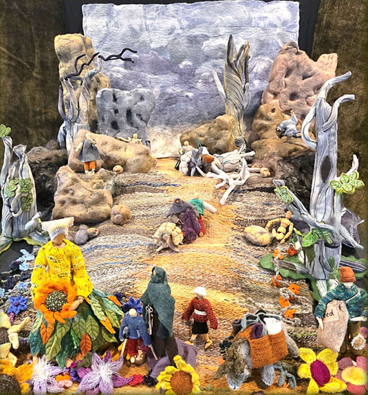 This exquisite diorama titled ‘Where the road leads us’ was the Newstead Spinners 2025 entry in the Sheep and Wool Show.