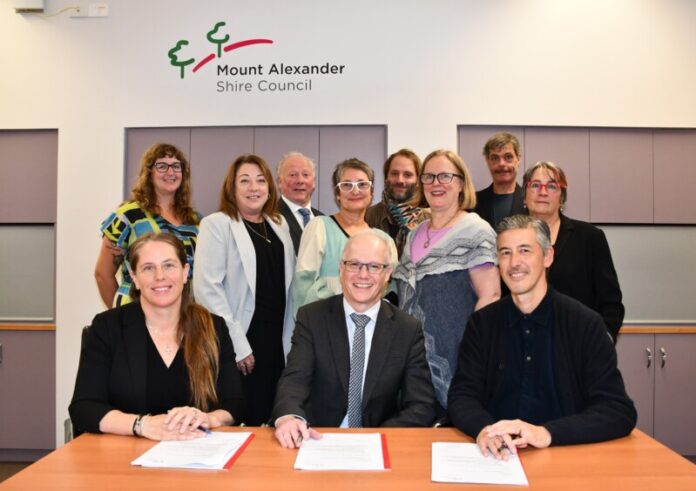 MAAHT Pty Ltd trustee Erin Dolan, MASC CEO Darren Fuzzard and MAAHT trustee Tim Riley (front) councillors and trust board members.