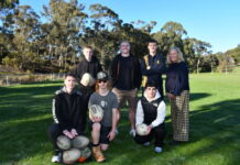 Inspiring the next generation MCV Executive Director James Sorahan, Melbourne Storm player Josh King and CSC teacher Kristina Tulen-Pattison, with a few of the Year 11 VM students.