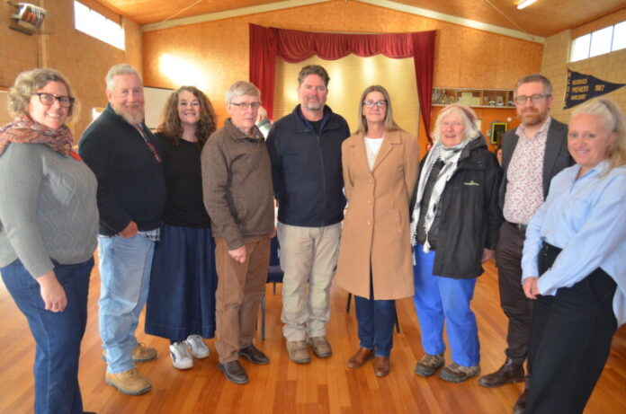 Harcourt Recovery volunteer Heidi Michael, Harcourt Recovery Thinking Group members Leigh Canet and Donna McMahon, and HADCRA nominees John Baldock, Daniel McWilliam, Colleen Marchant, Vera Hemkes, Jon McKenzie and Jessica Chaplin are pictured at Sunday's meeting. Absent: Rob Fowler and Bonnie Sowman.