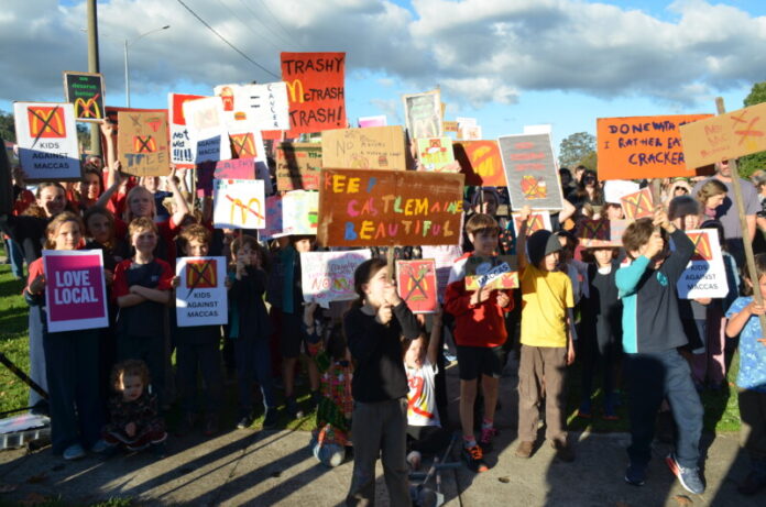 In May local school children rallied in opposition to the development.