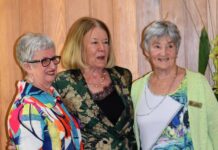 30 years of friendship and fundraising celebrated VIEW Club National Councillor Lorraine Batrouney (centre) is pictured with members Heather Shill and Dee Sansom who received their 30 year service awards.