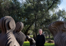 Trailblazers honoured Artist Laura Woodward with her public artwork, Wildflowers. Photo: Penny Ryan.
