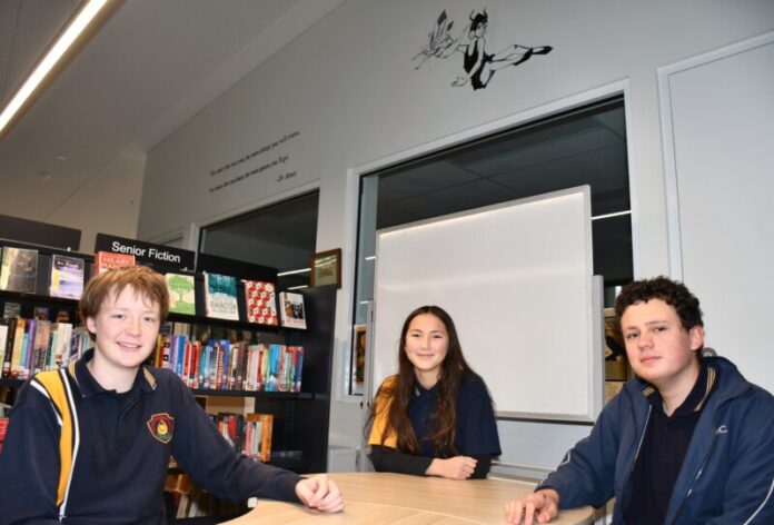 Year 9 students Zach McCarthy, Pema Lowe and Arlo Morris.