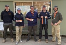 Castlemaine Rifle Club celebrates 165 years NATO winners (L-R) John M, Sara McKenna, James Dolphin, Stuart Ellam and Max Elson.
