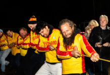 A roaring success The Chewton Lifeguard team lost the Tug-of-War to the CFA team once again. Photo: Steve Womersley.