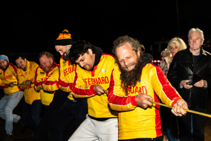 The Chewton Lifeguard team lost the Tug-of-War to the CFA team once again. Photo: Steve Womersley.