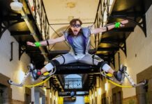 Jumping for joy! The Creativerse children's festival is set to return to Bendigo's Ulumbarra Theatre in October. Castlemaine Circus member and solo roving performer Taylor Easton aka CYBRO 3000 will be among the local performers to bring the joy. Photo: Brendan McCarthy.