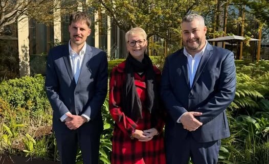 Bendigo East candidate Tim Rickwood and Bendigo West candidate Brenton Baldwin are pictured with outgoing Bendigo West candidate Maree Edwards.