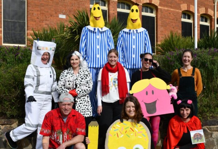 The teachers at Maldon Primary School ready for the Book Week parade.