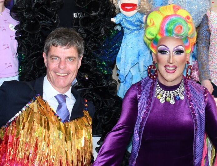 Mayor Toby Heydon with drag performer Polly Filla at the Wear It Purple celebrations at CSC last Friday.