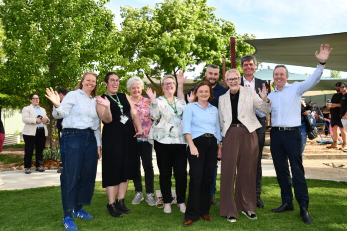 Bendigo West MP Maree Edwards, council and YMCA representatives celebrate the completion of work at South Castlemaine Kindergarten.